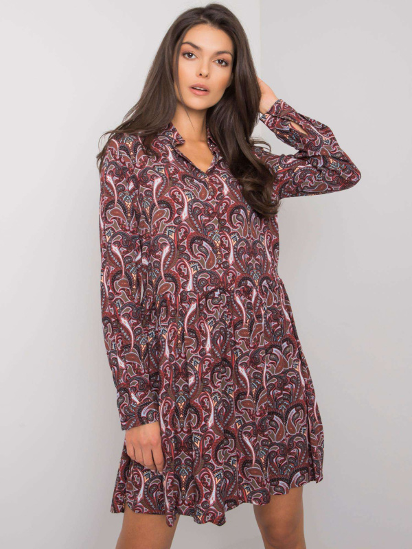 Šaty D73771M30227 tmavě hnědé L