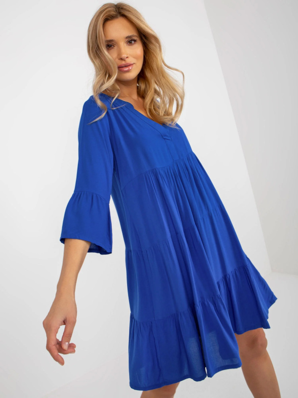 Šaty D73761M30214B kobaltově modré XL
