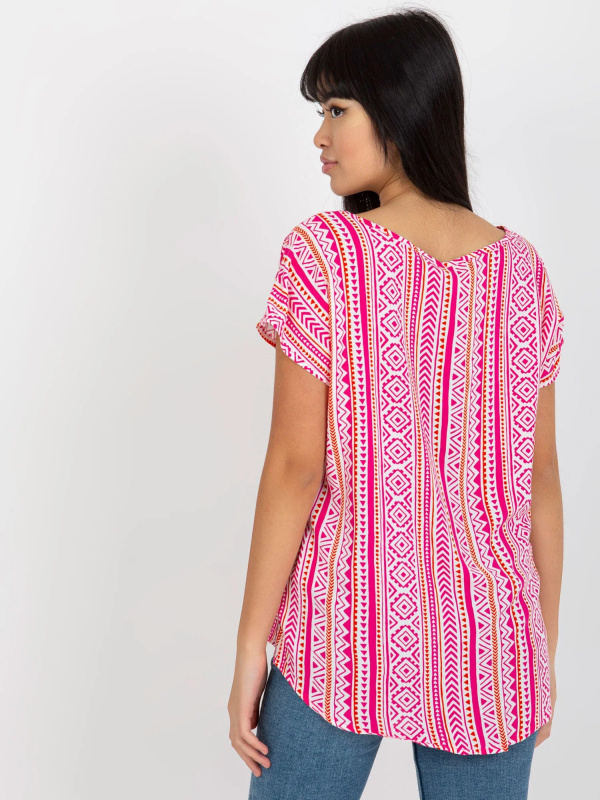 Dámská halenka D73771R10978P bílá a růžová - FPrice M