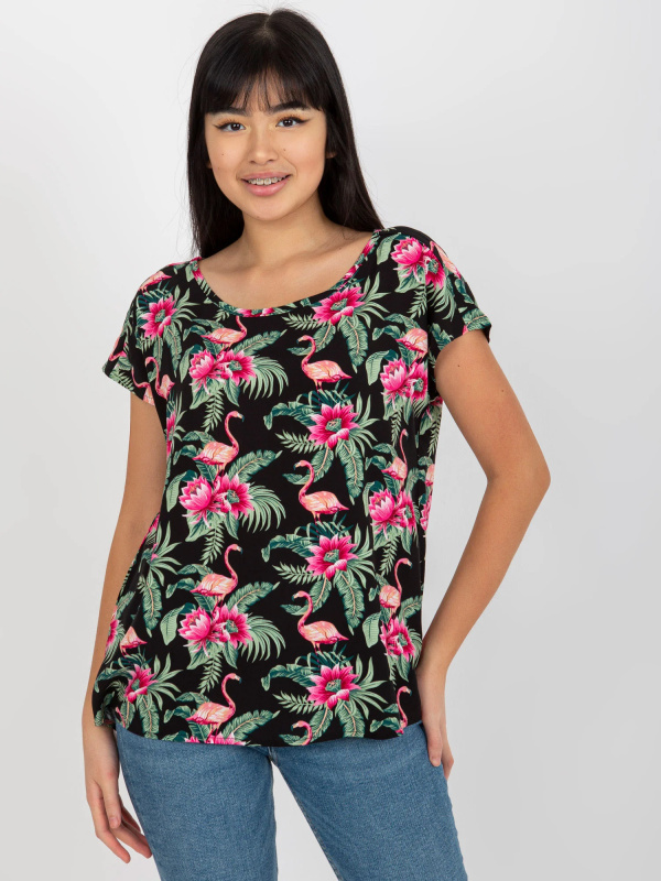 Dámská halenka D73771R10978P černá a zelená - FPrice XXL