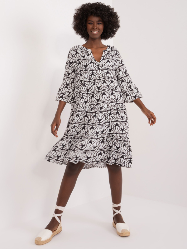 Šaty D73771Z30214J černobílé L