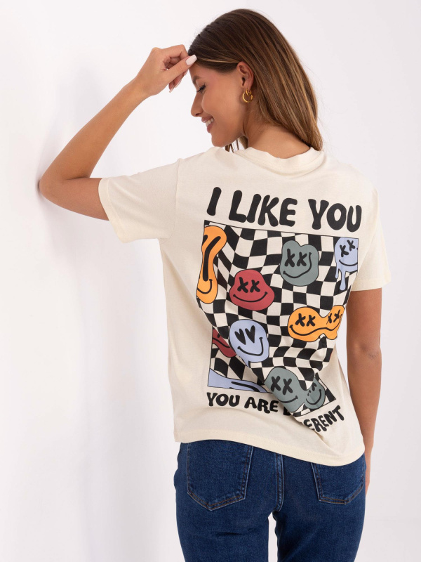 Tričko D12022AC02645E Sublevel Barva: Béžová - světle, Velikost: S