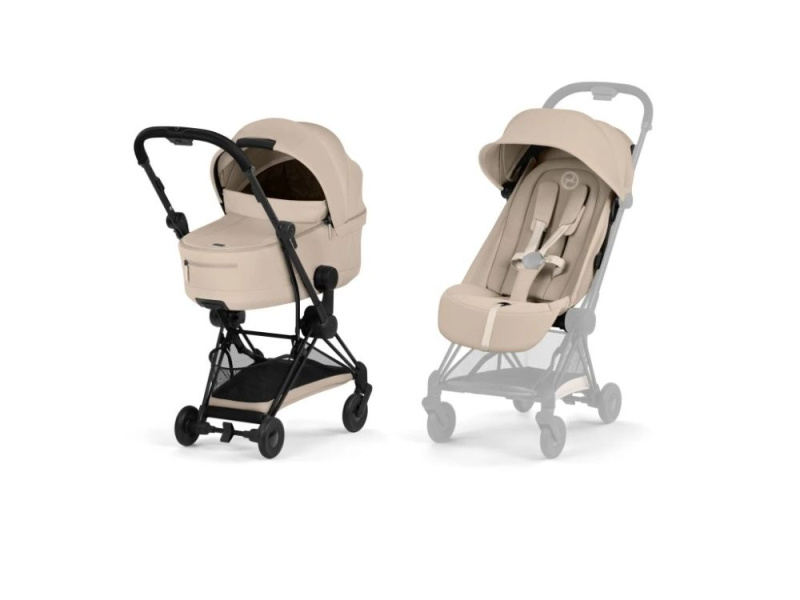 Cybex Coya Comfort Matt Black + skládací korba Cozy Beige