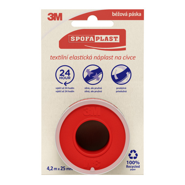 3M Spofaplast® 132N Textilní náplast na cívce, 4,2mx25mm