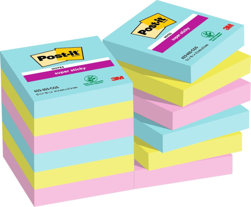 Post-it  Samolepicí bločky Super Sticky COSMIC - 47,6x47,6 mm, 12 ks