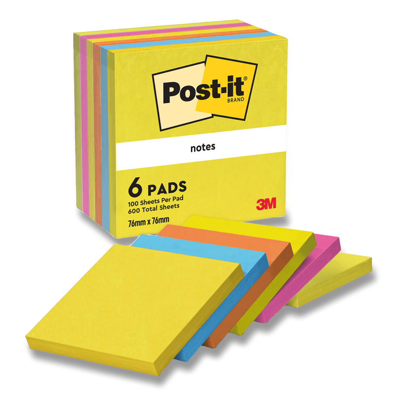 3M Post-it 654 Pastel - samolepicí bloček - 76 × 76 mm, Tutti Frutti
