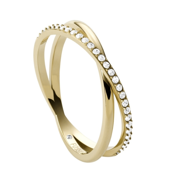 Fossil Elegantní pozlacený prsten s krystaly JF03752710 57 mm