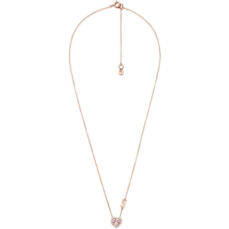 Michael Kors Něžný bronzový náhrdelník se zirkony Pavé Heart MKC1520A2791