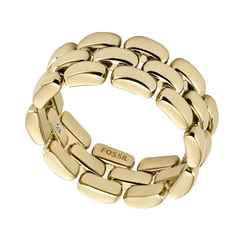 Fossil Stylový dámský prsten z pozlacené oceli Arden JF04785710 52 mm