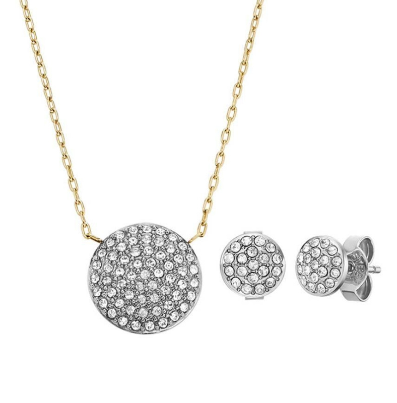 Fossil Ocelový bicolor set šperků se zirkony JF04815SET (náhrdelník, náušnice)