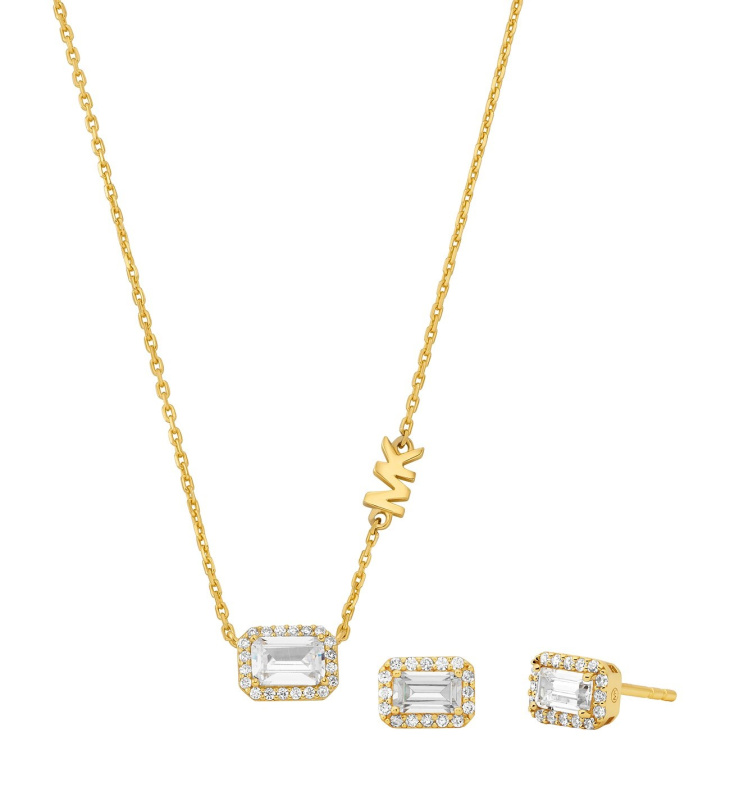 Michael Kors Pozlacená souprava stříbrných šperků MKC1759CZSET (náhrdelník, náušnice)