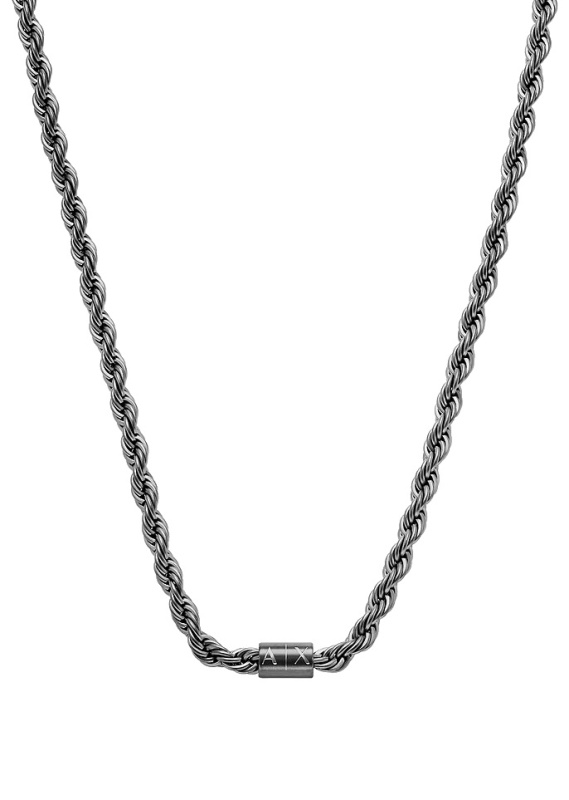 Armani Exchange Fashion černý náhrdelník pro muže AXG0163060