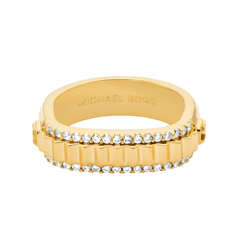 Michael Kors Pozlacený moderní prsten se zirkony Premium MKJ8611710 49 mm