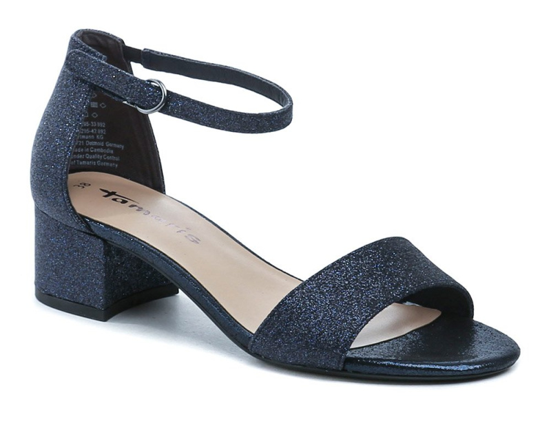 Tamaris 1-28295-42 navy glam dámské sandály na podpatku EUR 37