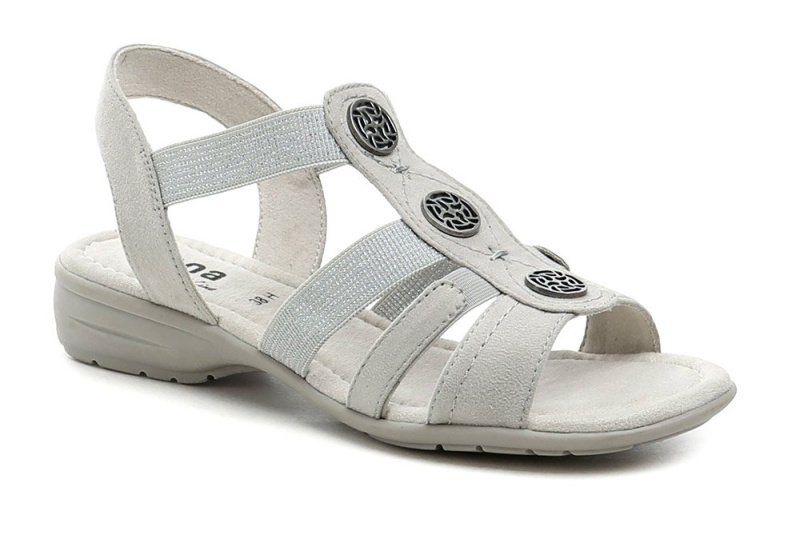 Jana 8-28165-42 světle šedé dámské sandály šíře H EUR 37