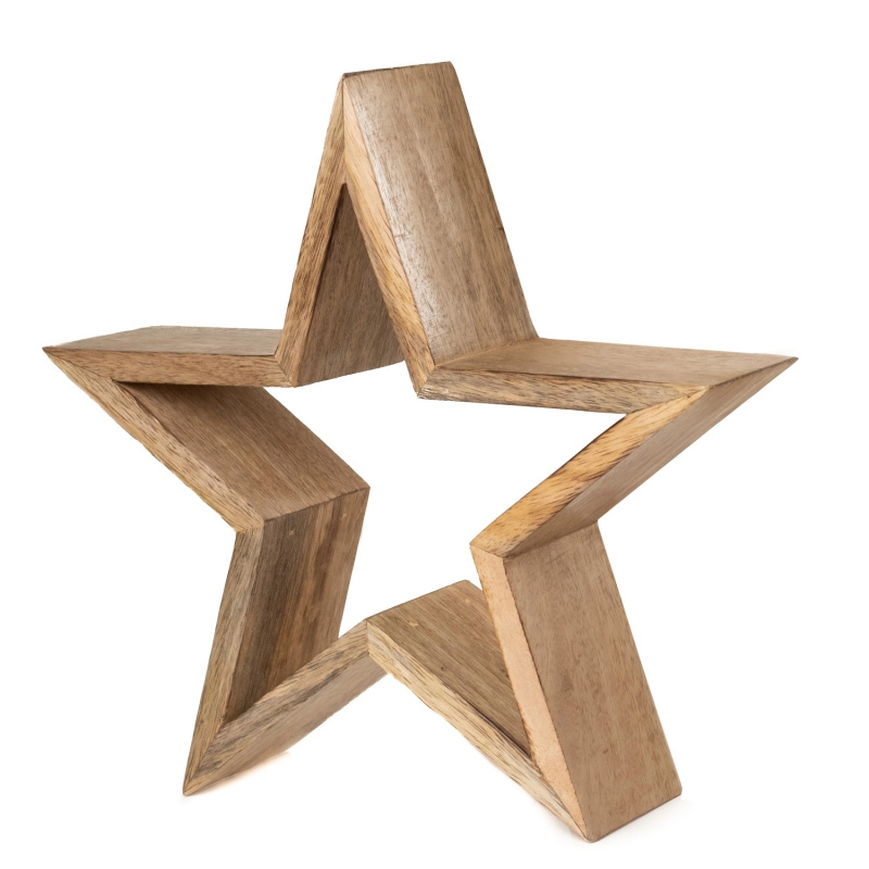 DRAGIMEX Dekorace hvězda z mangového dřeva 26 x 24 cm