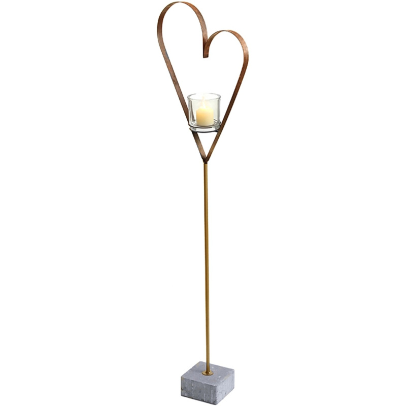 Svícen ve tvaru srdce kov/beton 140 x 17 x 36 cm