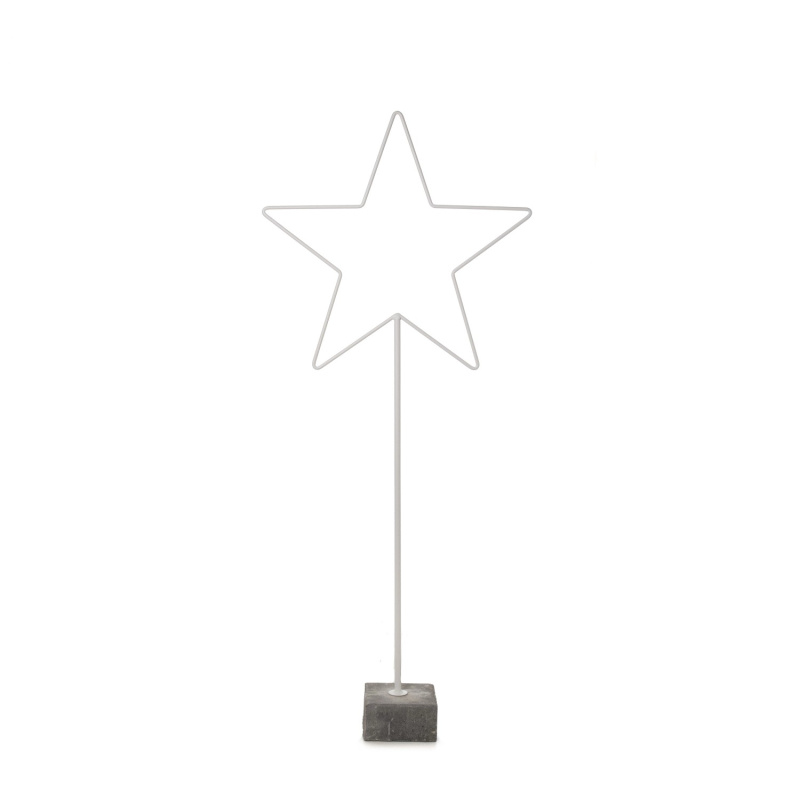 DRAGIMEX Stojací dekorace hvězda s betonovým stojanem bílá 58 x 135 cm, 1 ks