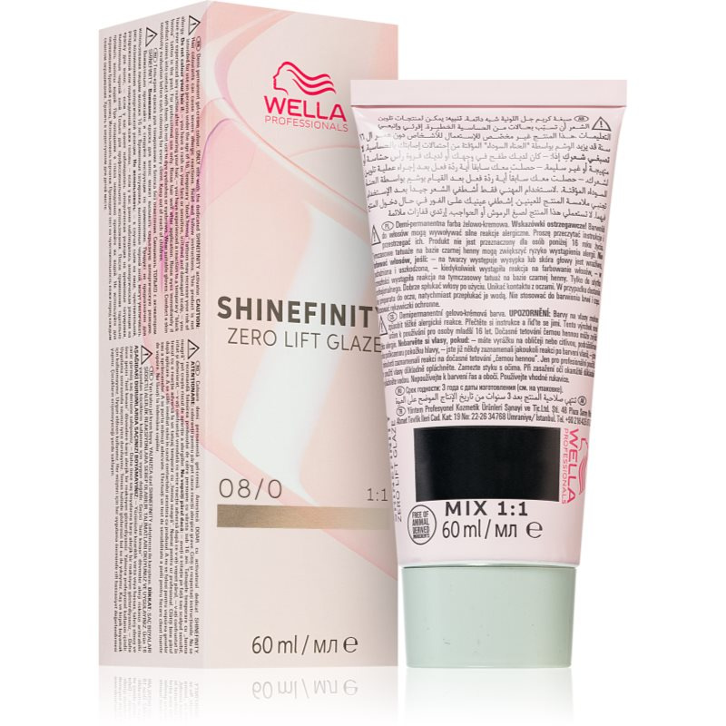 Wella Professionals Shinefinity Zero Lift Glaze demipermanentní barva na vlasy odstín 08/0 - Natural Latte 60 ml