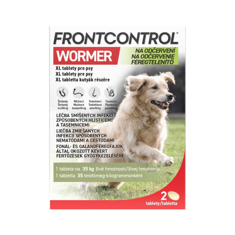 FRONTCONTROL Wormer na odčervení XL tablety pro psy 2 kusy