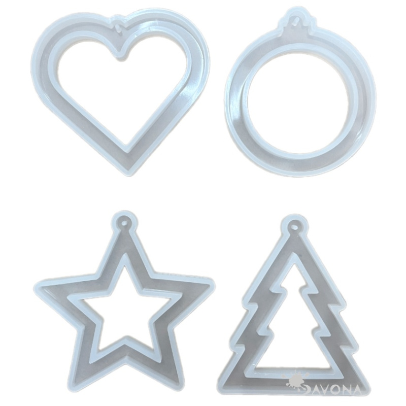 Silikonová forma na odlévání - vánoční ozdoby (4ks)