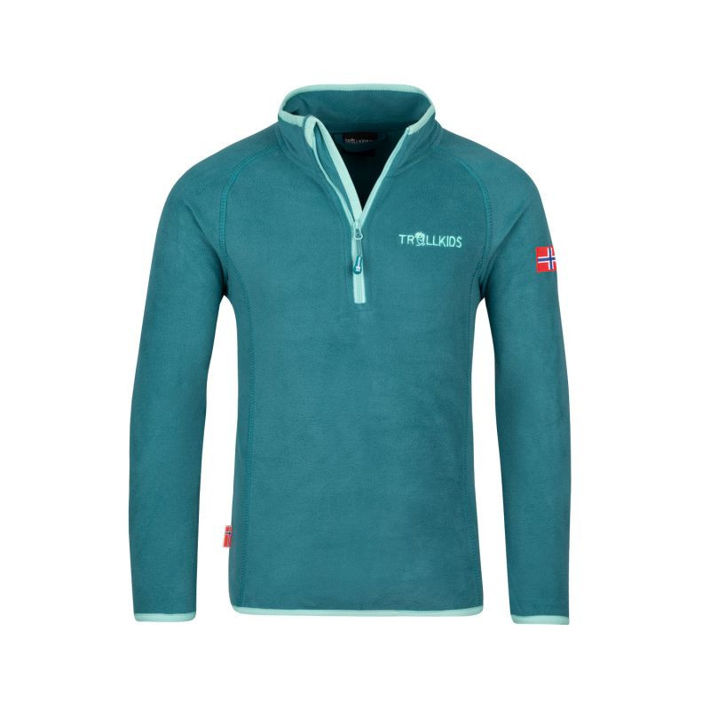 Fleecová mikina pro holky/chlapce se zipem Trollkids Kids Nordland Half Zip zelená (707-332) 92
