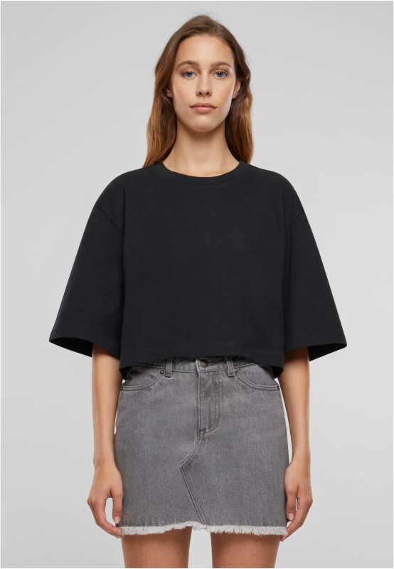Dámské tričko Heavy Organic Oversized Cropped černé