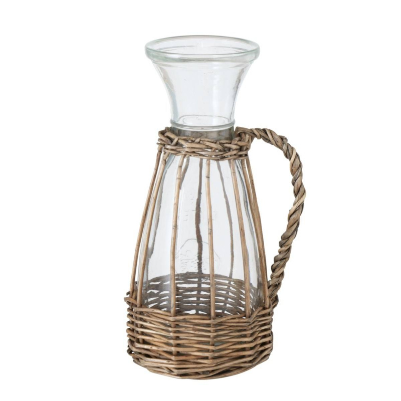 Boltze Home Skleněná karafa Venuto, s proutěným uchem, 500 ml transparentní