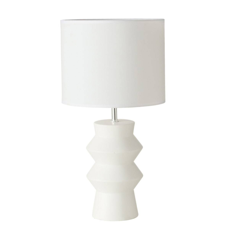 Boltze Lights Stolní lampa Whitia, bavlněné stínítko, Ø 25 cm bílá