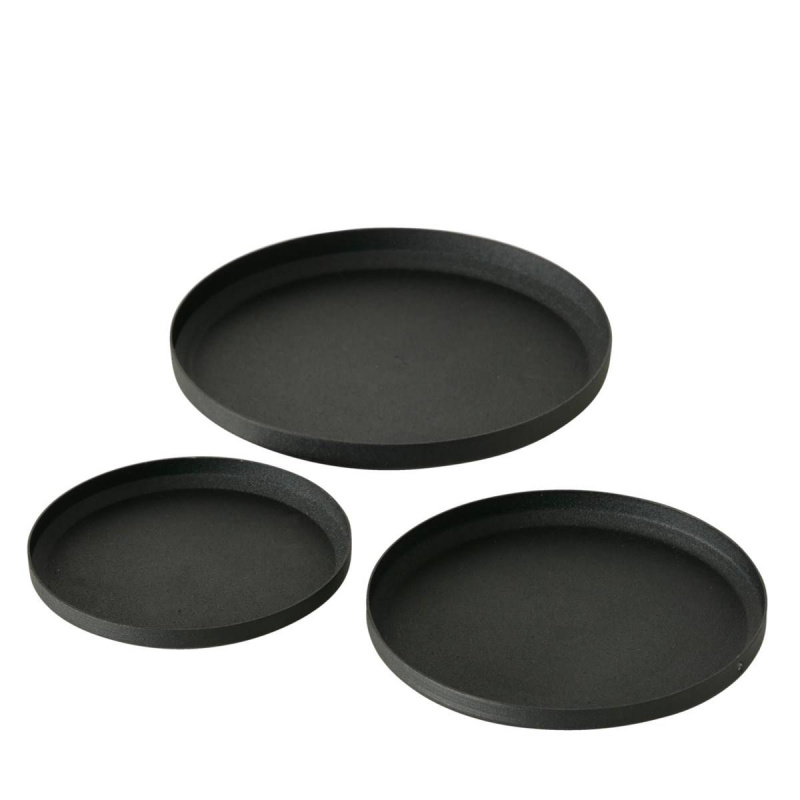 Boltze Home Tácky pod svíčky Mio, 3 kusy, černý mat černá