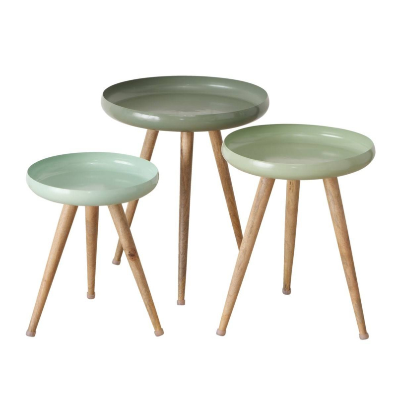 Boltze Home Sada kávových stolků Masdour z mangového dřeva vícebarevný