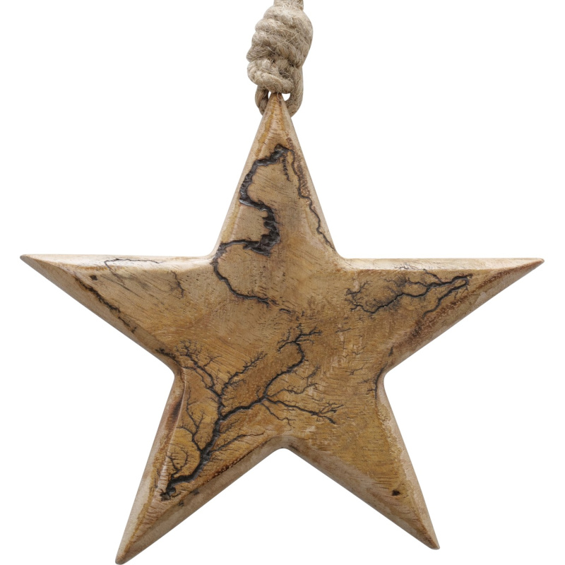 Boltze Home Závěsná dekorace hvězda Percha M, světle hnědá, pr. 26 x 1,5 cm