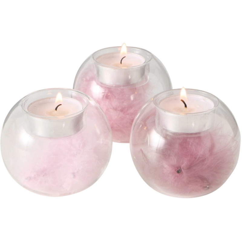 Boltze Home Svícen na čajovou svíčku s peřím ve 3 provedeních