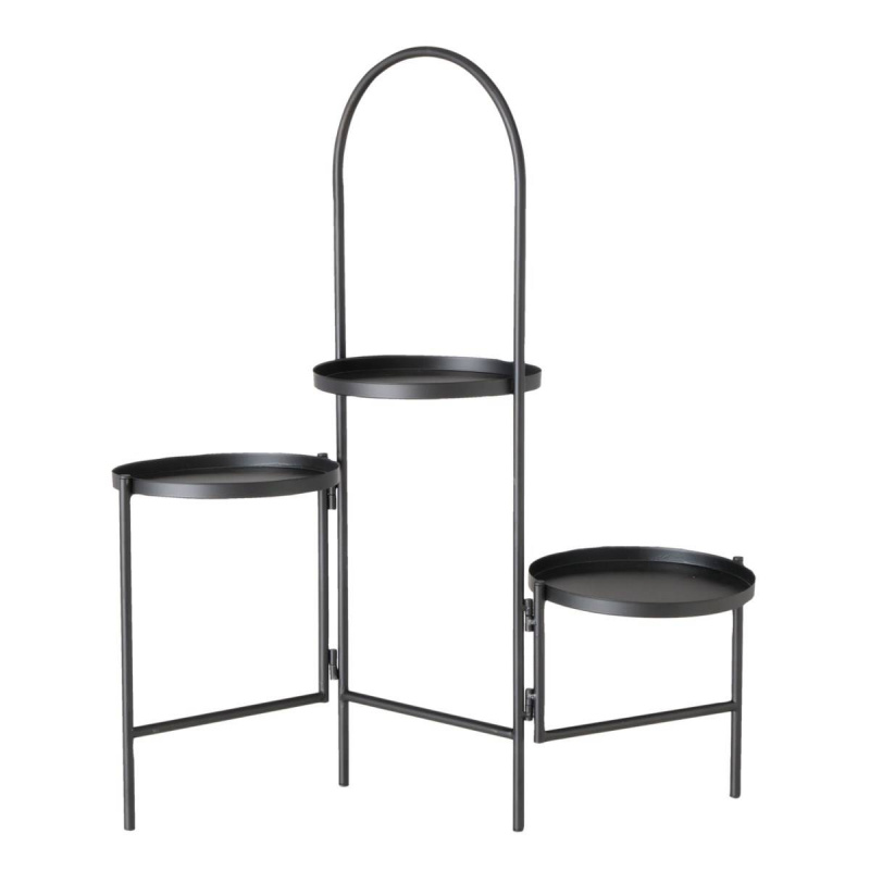Boltze Home Tříúrovňový stojan na květiny, černá barva, 68 cm černá