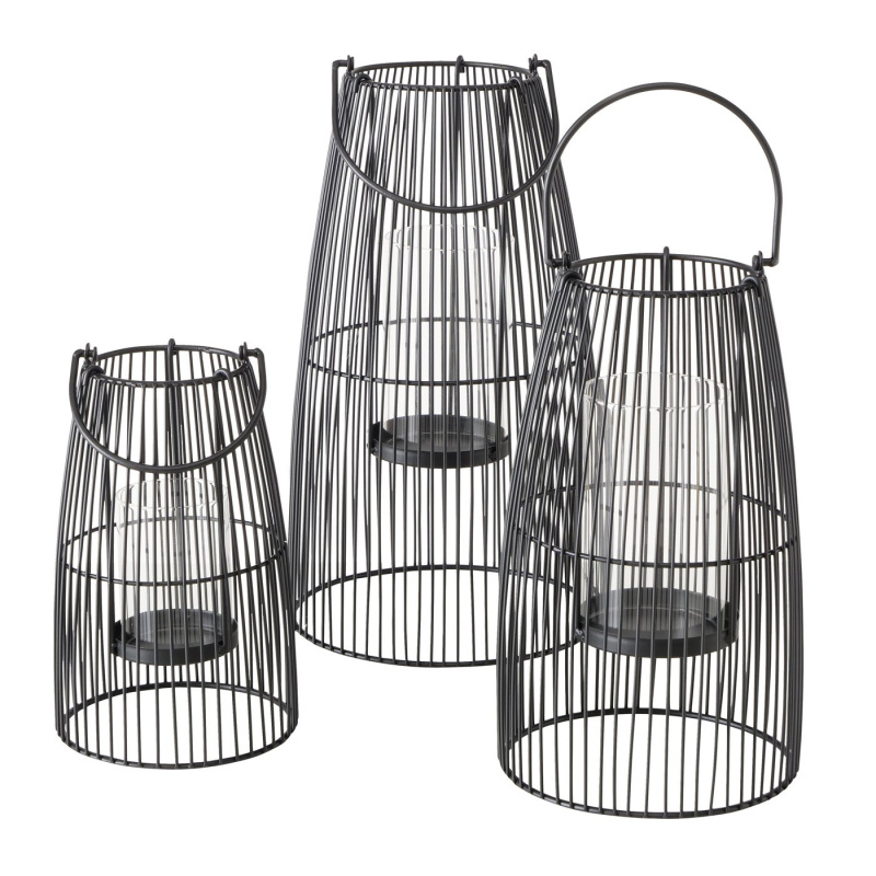 Boltze Home Sada kovových luceren, 25 - 40 cm, CINTA černá