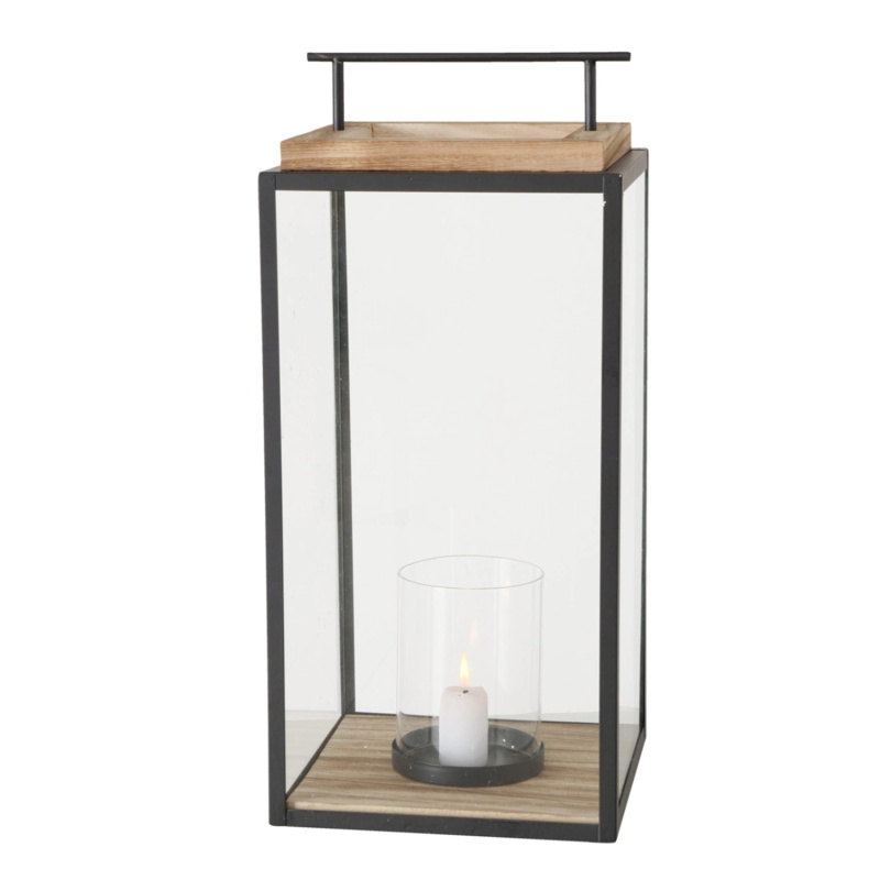 Boltze Home Lucerna Damiano černo-přírodní 35 x 15 x 15 cm, 1 ks