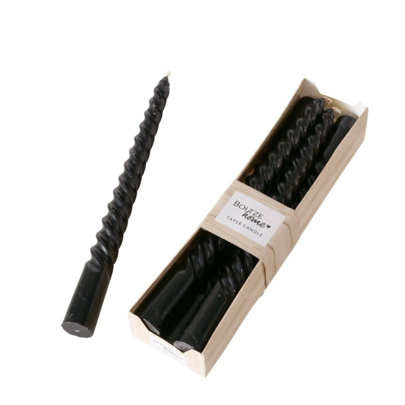 Boltze Home Kuželová svíčka Twisto, Ø 2 cm, černá černá