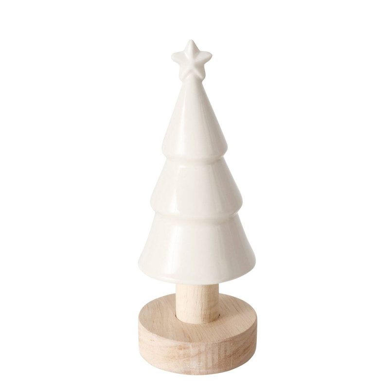 Boltze Xmas Vánoční stromeček z kameniny na stojanu, 15 cm bílá