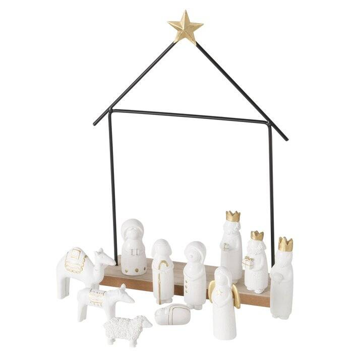 Boltze Xmas Minimalistický betlém NATOS, 11 figurek bílá