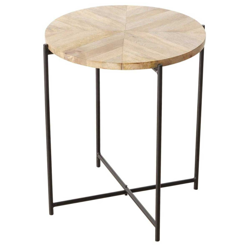 Boltze Home Kavový stolek s deskou z mangového dřeva MANDI, Ø 46 cm hnědá