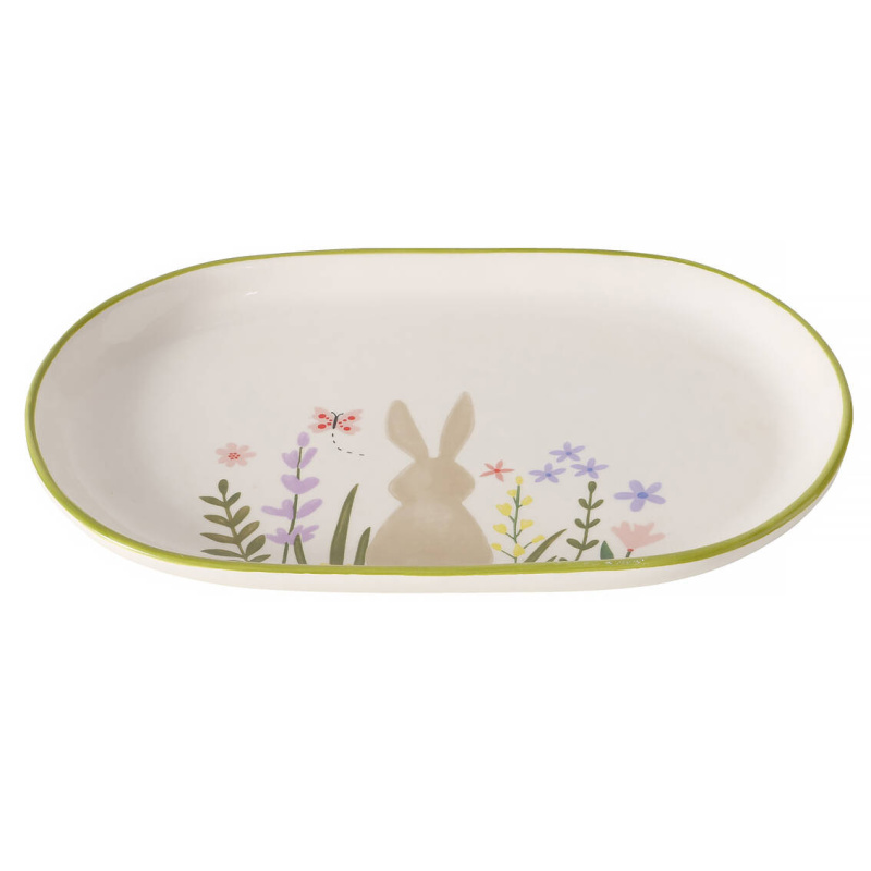 Boltze Home Podlouhlá keramická miska GABBY, zajíček, 24,5 x 16 cm vícebarevná