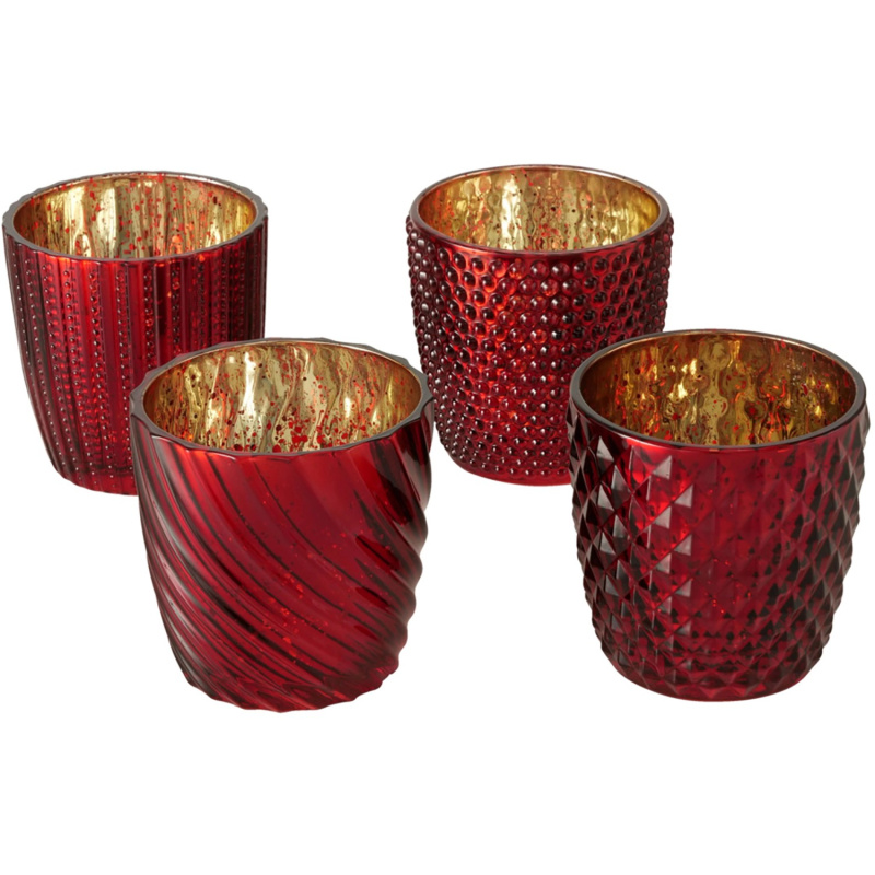 Boltze Svícen Matia červený, různé druhy, 9 x 9 cm, 1 ks