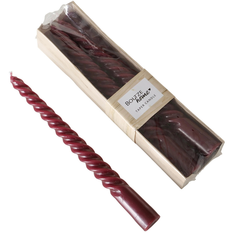 Boltze Tyčová svíčka Twisto bordó, výška 20 cm, 6 ks