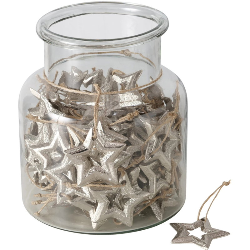 Boltze Závěsná dekorace Sasil, stříbrná, 5 x 5 cm, 1 ks