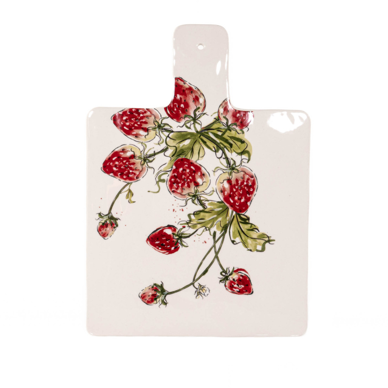 Boltze Home Servírovací prkénko na krajení STRAWBERRY, s motivem jahod, 34 x 24 cm červená