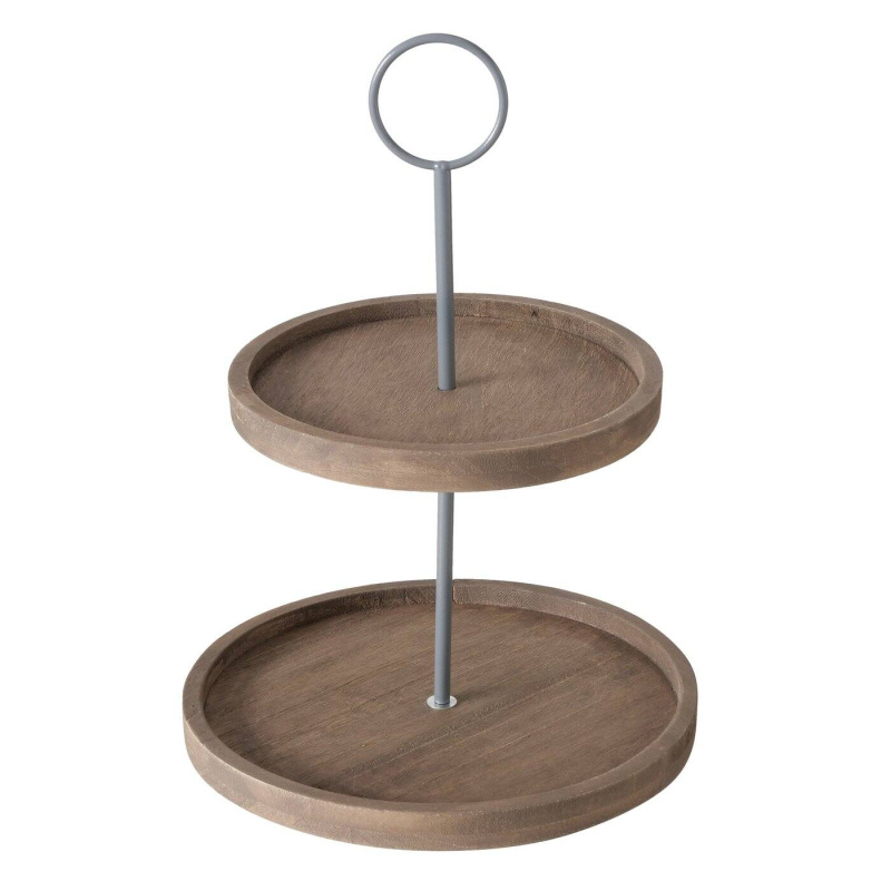 Boltze Home Dřevěný podnos SAMINA, dvě úrovně, výš, 35 cm hnědá