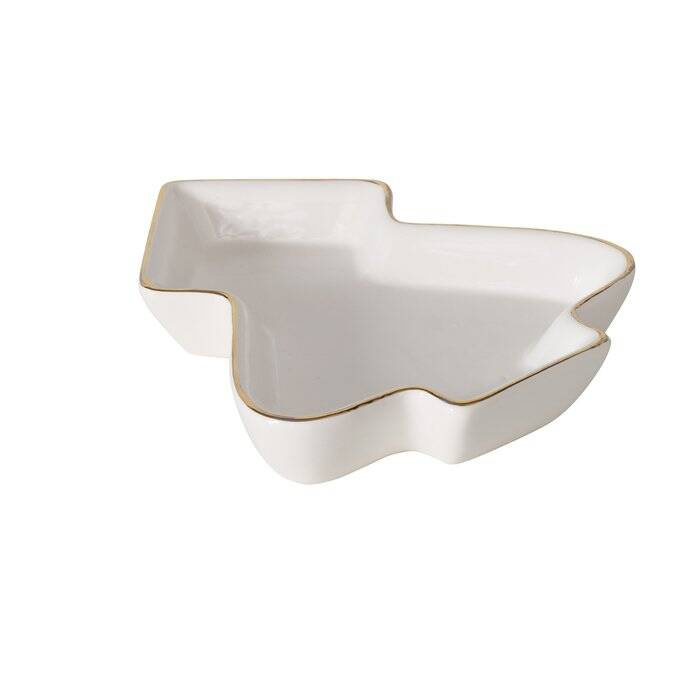 Boltze Home Keramická miska ve tvaru vánočního stromečku NIVA, 11 x 12 cm bílá