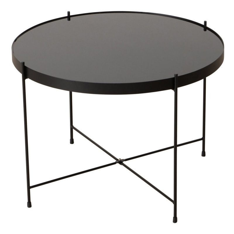 Boltze Home Kovový odkládací stolek se skleněnou deskou, SHERIN, 40 cm černá