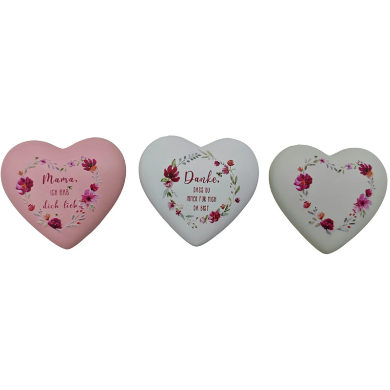 Boltze Stojací dekorace srdce různé druhy 6 x 1 cm