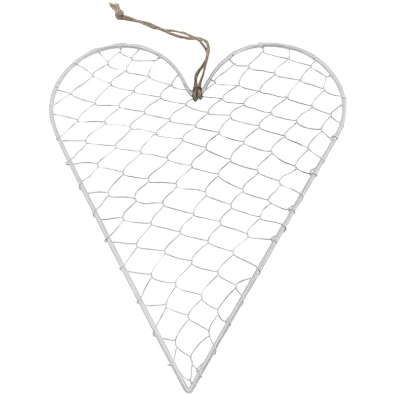 Boltze Závěsná dekorace mřížkované srdce bílé 29 x 25 cm
